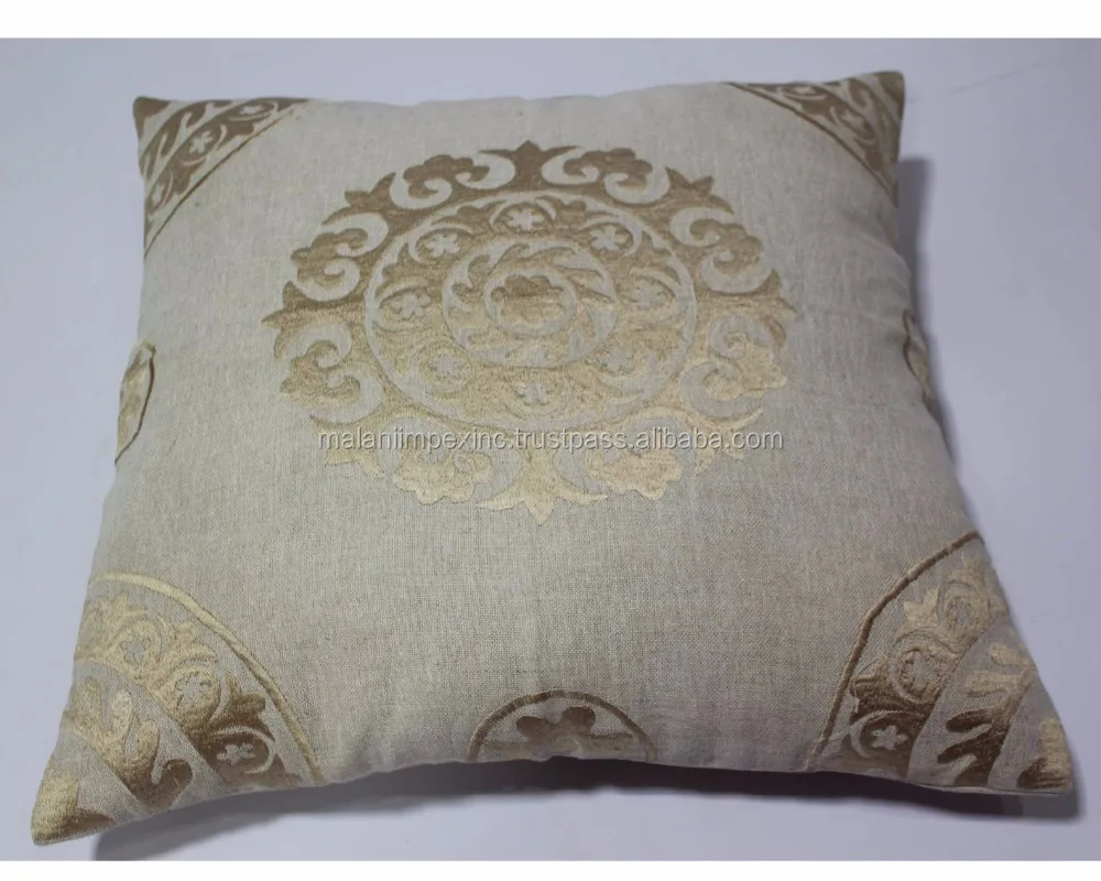 New Designer Cushion Covers 2022 Fair Trade USA High Selling Cotton Suzani Design Embroidery White Couch Cushion Cover 45x45cm
