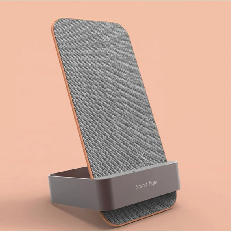 
Cotton Fabric Vertical Wireless Charger Bracket Dual Coil 10W Fast Charging Mobile Phone Desktop QI Wireless Charger 