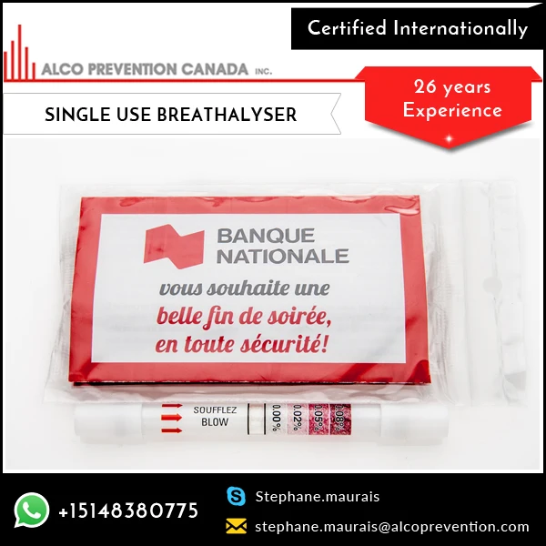 Certified Single Use Disposable Breathalyzer/Breath Alcohol Tester/Alco Tube Breathalyzer