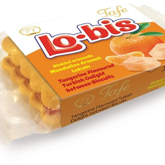 
Tafe Lo-bis Tangerine Flavoured Turkish Delight between Biscuits 45g - Code 531 