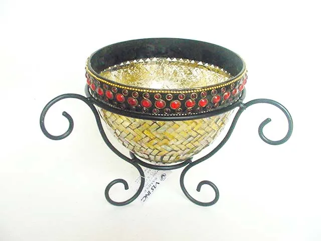 Bowls Boat Shape Mosaic With Stand