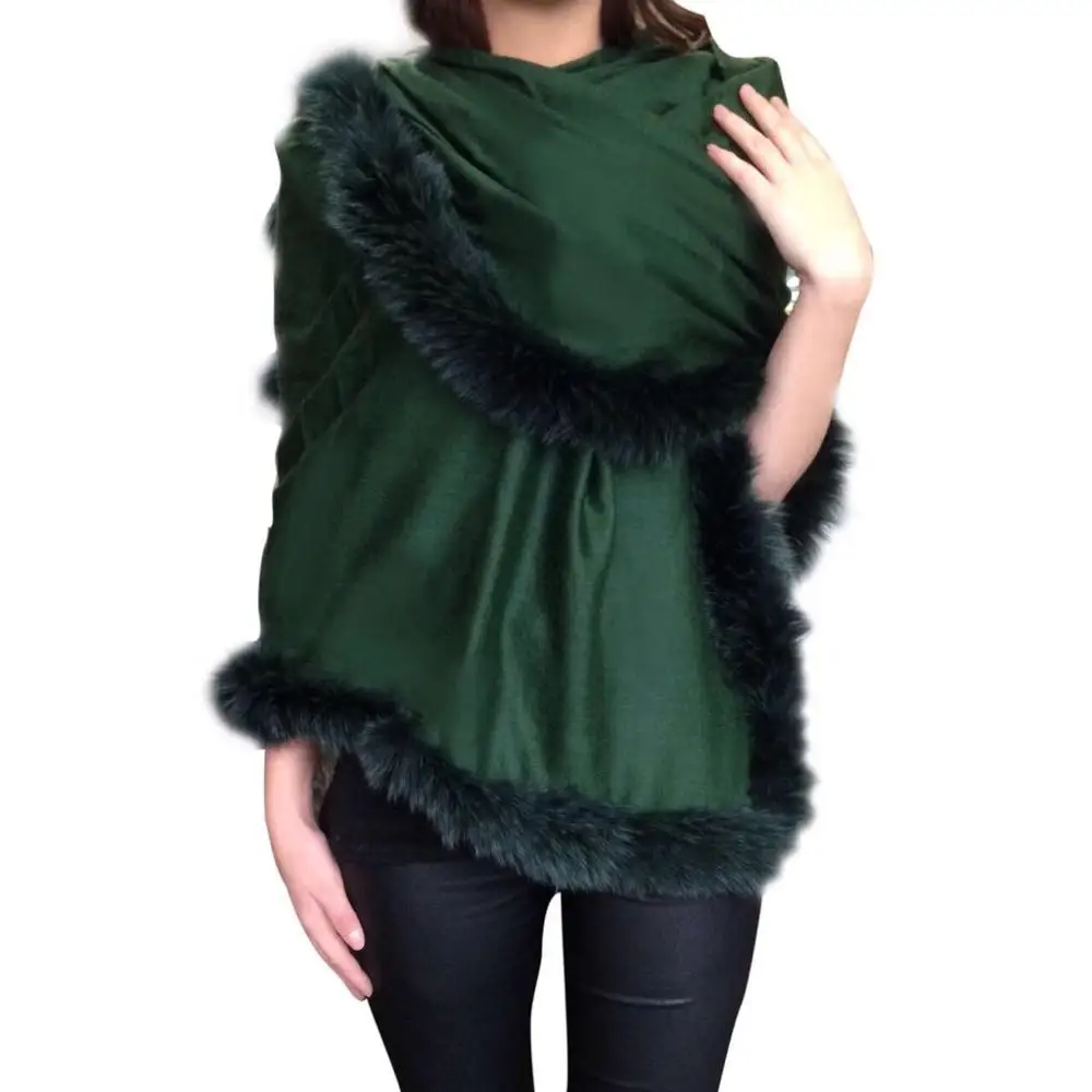 Cashmere Scarf with Fox Fur shawl ladies fur scarf winter shawl with fox fur high fashion  women scarf ladies shawl