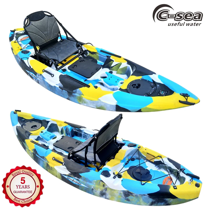 single plastic canoe kayak for fishing with fish finder and rod holder