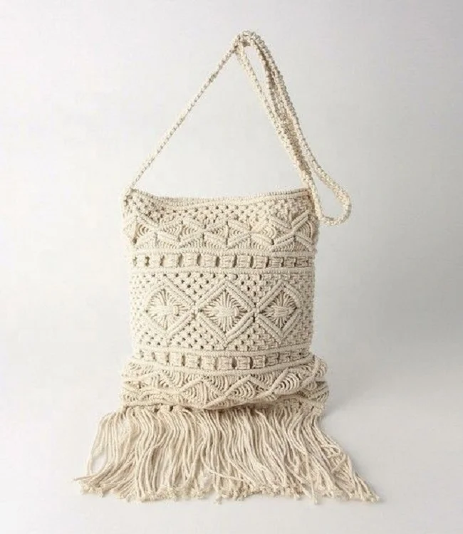 Handmade Macrame Pattern Tote Slouch Shoulder Beach Bags