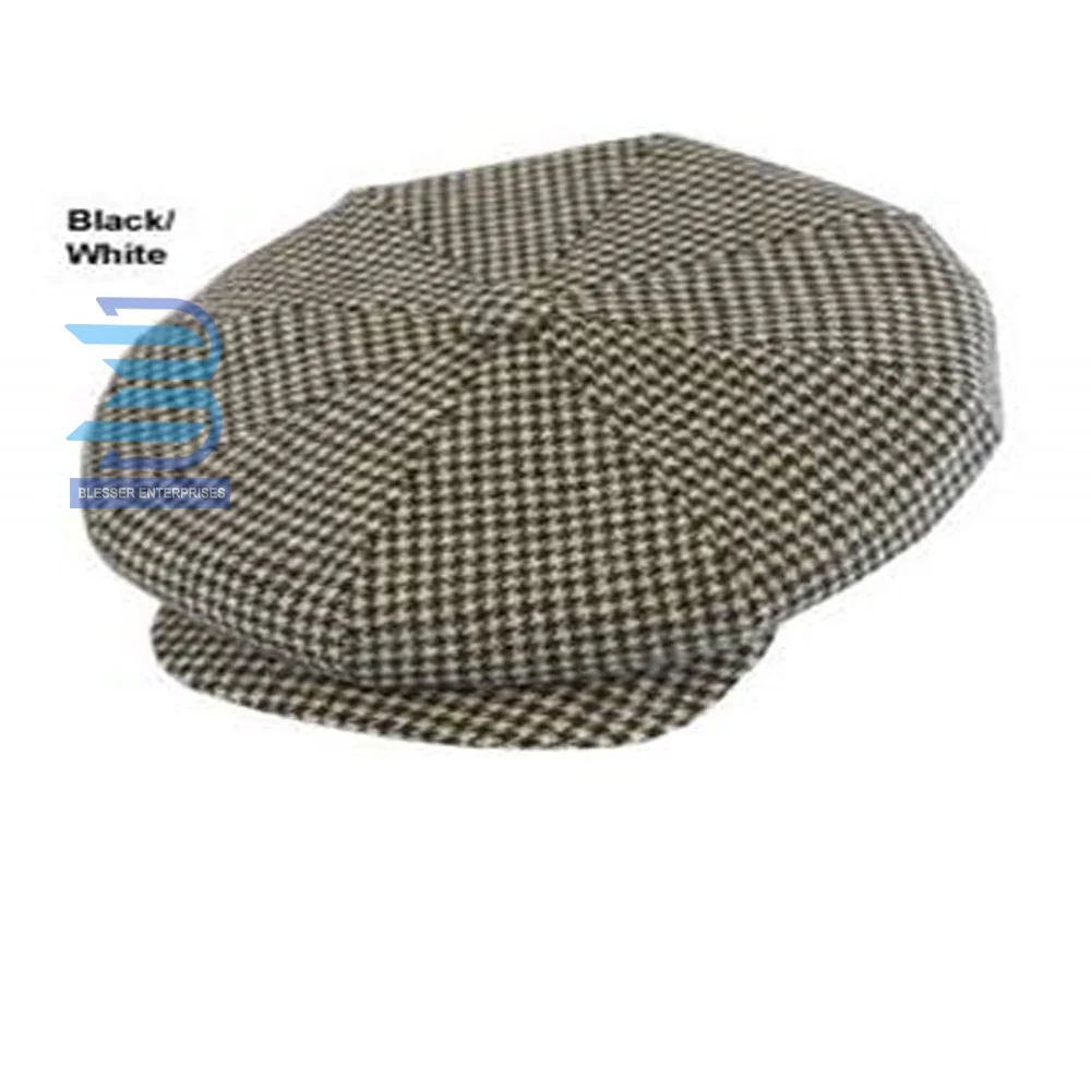 Новый дизайн шапка из 100% шерсти в елочку с большим яблоком твидовая