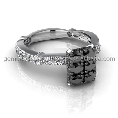 0.61 Ct Natural Black And White Diamonds Beautiful Wedding Rings White Gold diamond ring price,diamond rings,black diamond ring