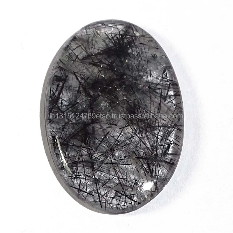 Loose Cabochon Natural Gemstone Girlfriend gift Black Rutile Quartz