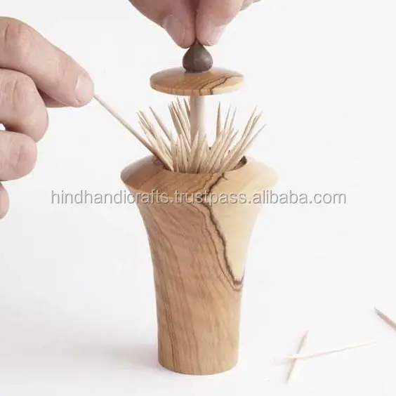 Wooden Tooth Pick, Straw and Needle Holder