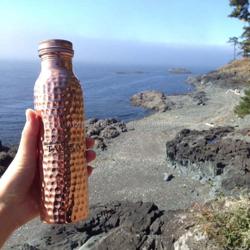Best quality hammered designer leak proof 33 oz pure copper water bottle