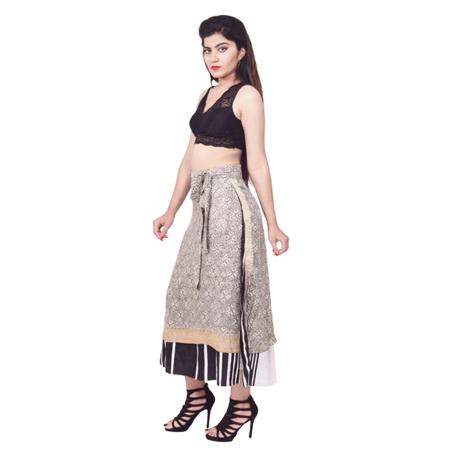 Wholeasaller of High Quality Beach and Summer Wear Sari Silk Wrap Skirt for Womens Indian Sari Skirts