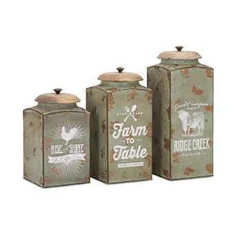 SQUARE SET OF 3 VINTAGE COFFEE STORAGE CANISTER CHEAP FOOD CANISTER HOT SALE VEGETABLE CANISTER