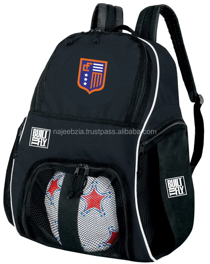 Soccer backpack with ball compartment custom branding offer