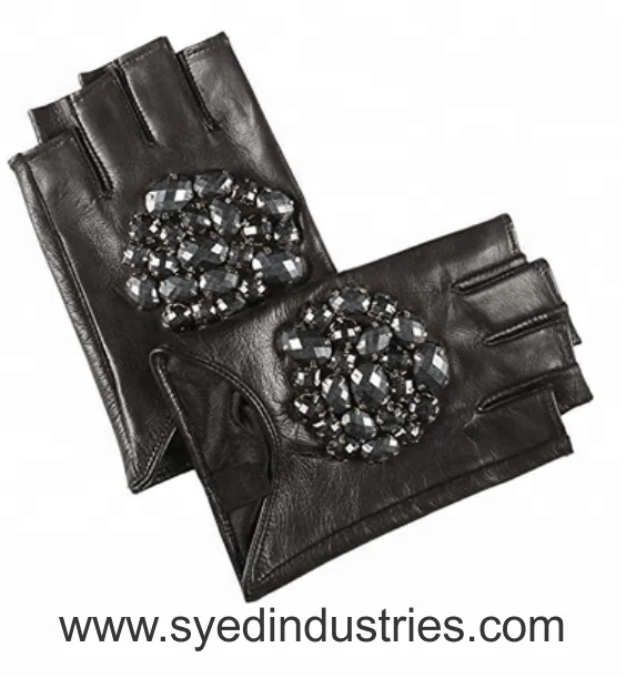 unisex half finger racing cycling reverse stitched sports fingerless profiler driving black leather gloves