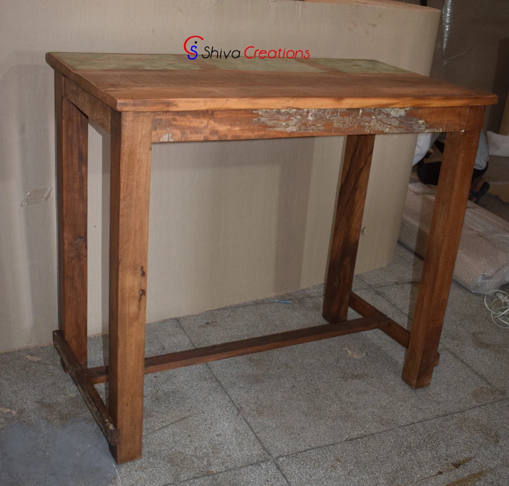 Reclaimed Wood Restaurant Hotel Cafe Furniture Pub Tall Bar Table Custom Bar Table Bar Height Table