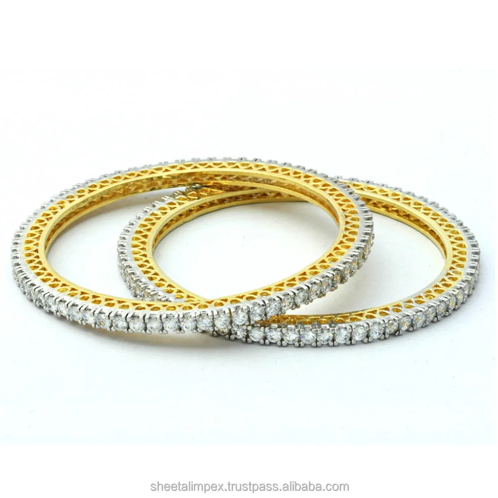 Sheetal Impex 10.80 Tcw VS Clarity FG Color Round Shape Real Natural Diamonds Studded 18 Kt Yellow Gold Diamond Bangle