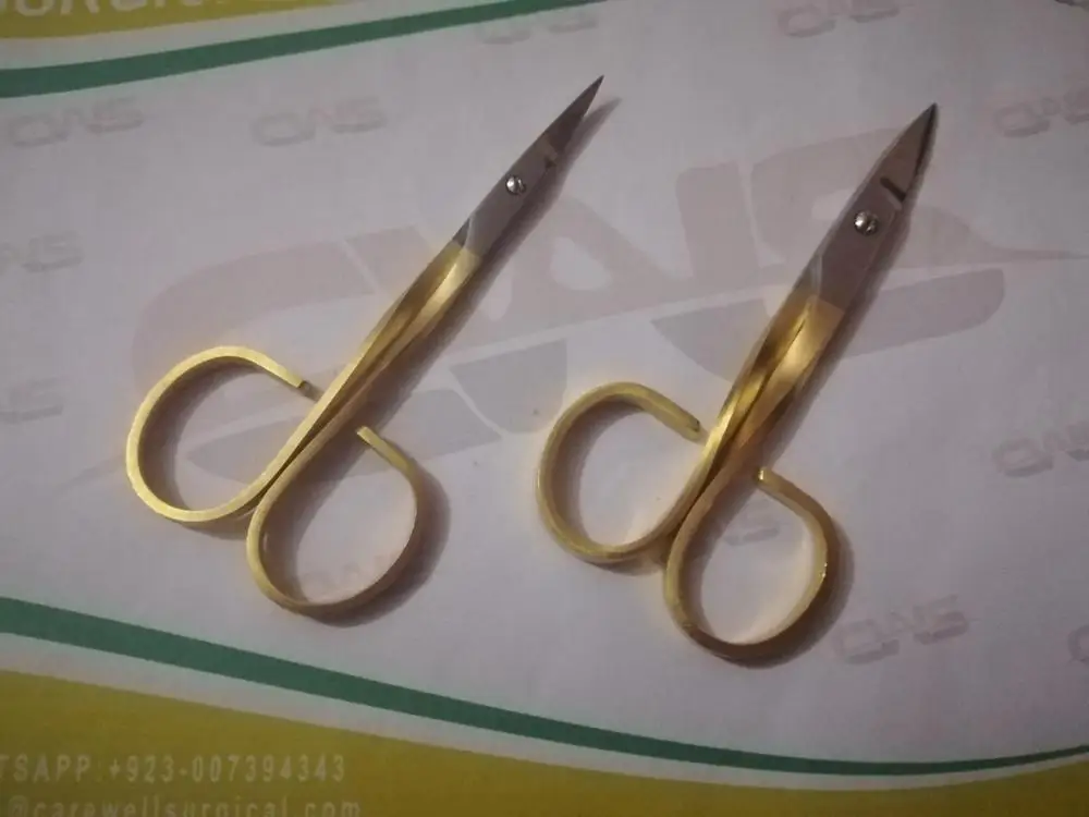 
Stainless Steel Gold Color Nail Cuticle Eyebrow Eyelash Nose Hair Scissor 