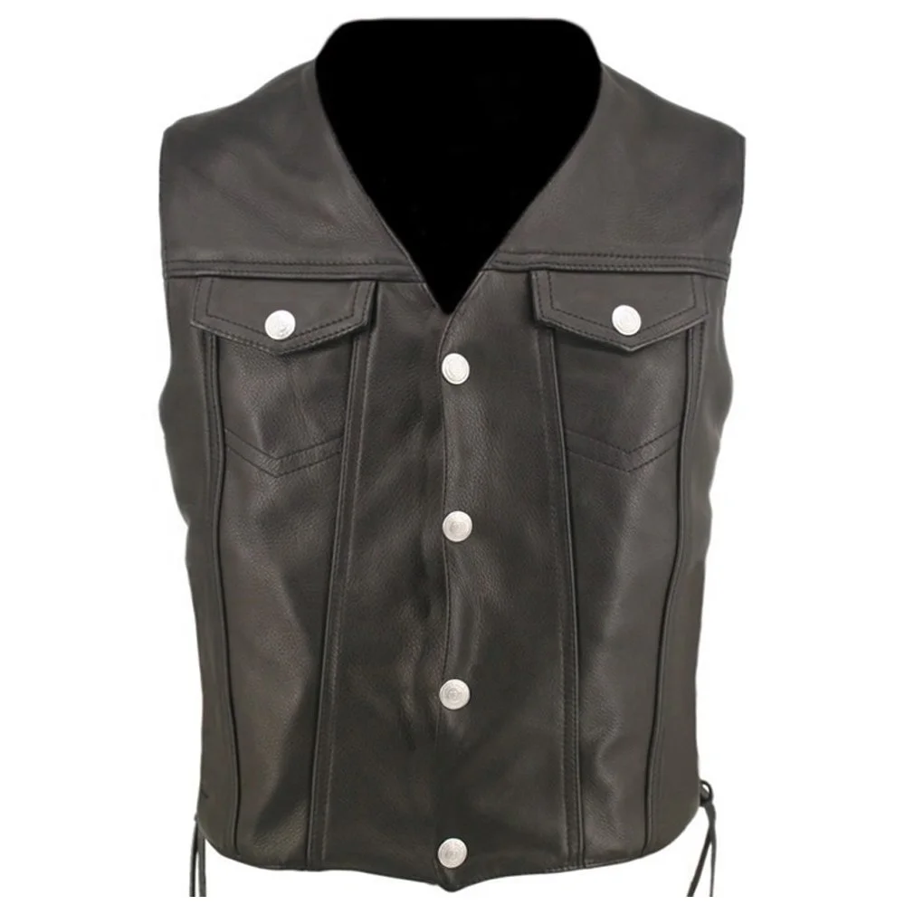 New Design  Motorcycle Customize 2024 North American Leather Vests High Quality Club Vest Men Cowhide Leather For Bikers