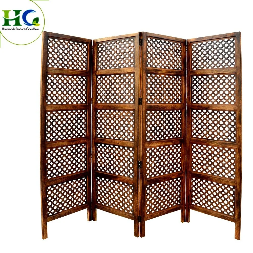 Antique Look High Quality Folding Screen Wood Room Divider Room