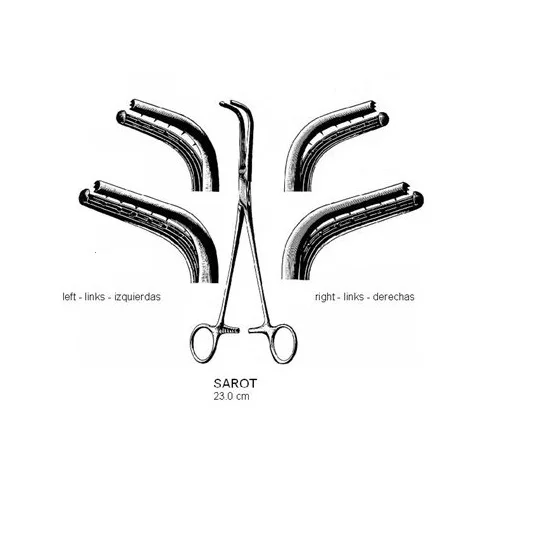 Sarot Bronchus clamp and forceps curved teeth left and right 23cm High Quality Mahersi