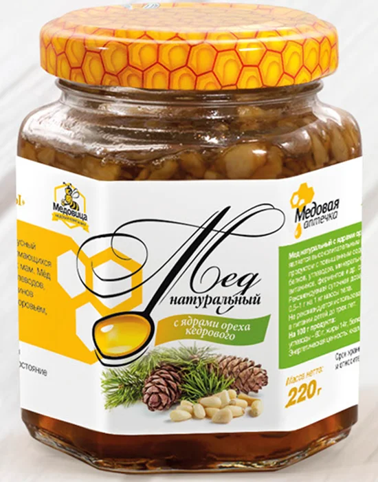 Pure honey with cedar nuts