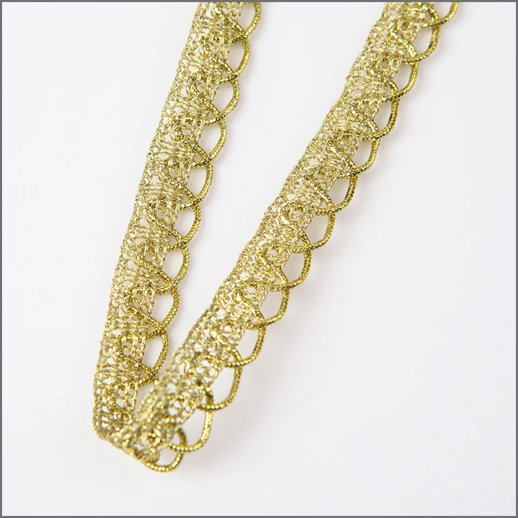Gold Bobbin Lace Zigzag Crochet Lace For Club Dresses