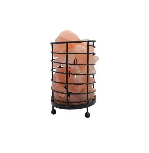 High Quality Carved Feng Shui Style Pink Natural Wooden Basket Salt Lamp with Heart Type Chunks Original from Sian Enterprises