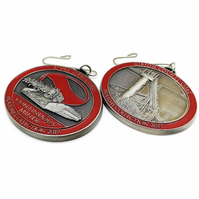 3d custom machine designed charm metal crafts with hook for holiday souvenir