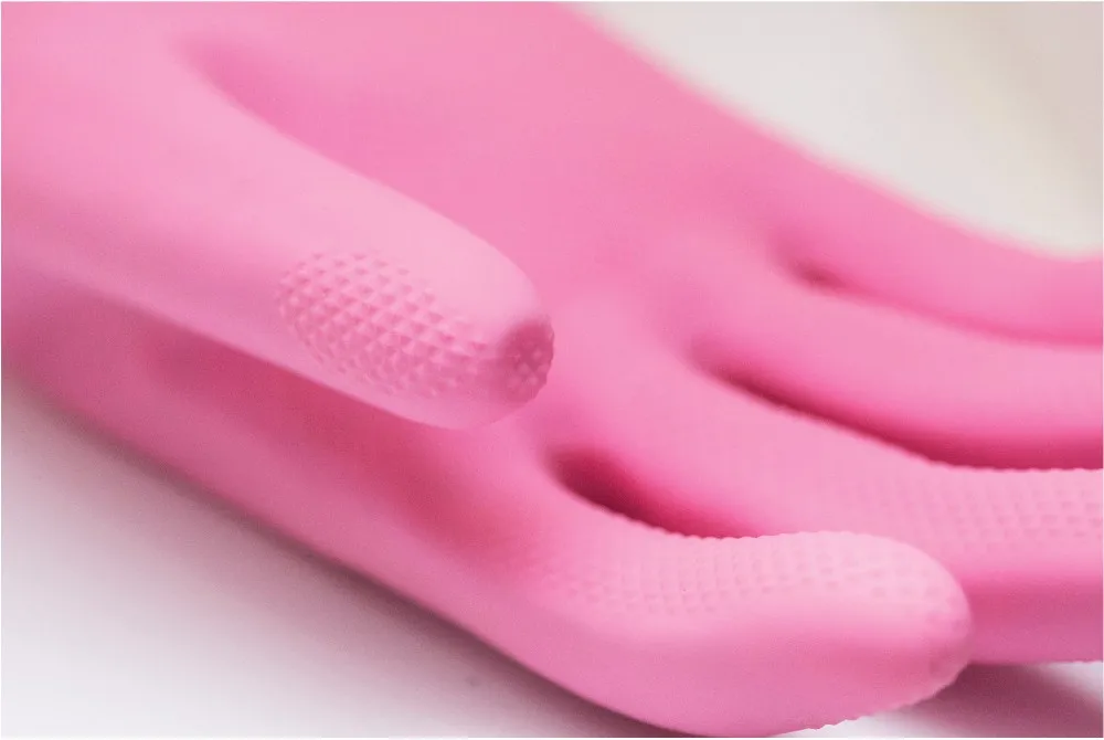 High elastic durable pink household gloves Malaysia wholesale price cleaning natural rubber material latex gloves dishwashing
