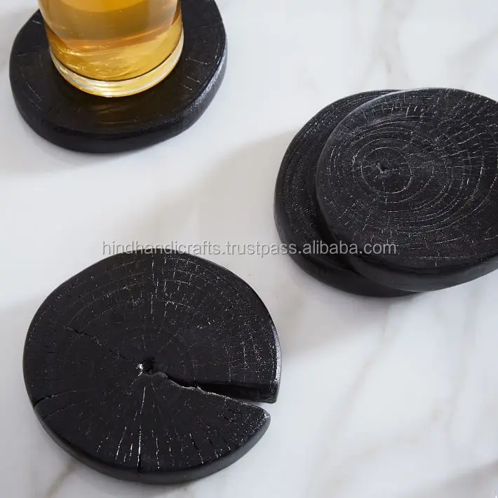 Wooden Coasters with Wooden Stand For Tea Coffee or Drinks Mug