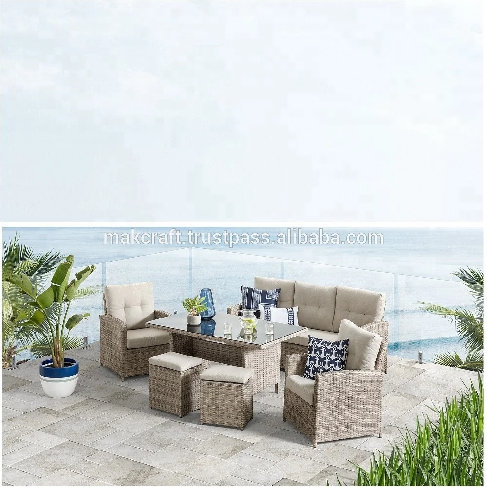 
Vietnam Supplier and Manufacturer Patio Outdoor Wicker Rattan Dining Sofa Set Furniture 