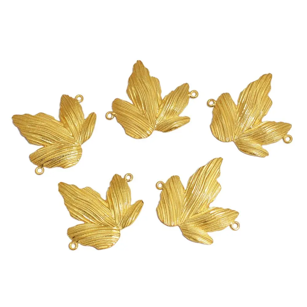 Handmade 925 Sterling Silver Leaf Shaped Gold Plated Connector On Wholesale Quantity Fashion Jewelry Accessory For Women