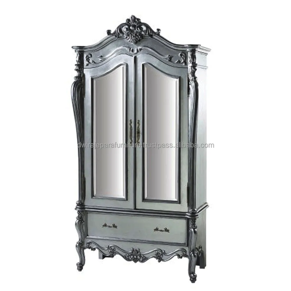 Bedroom Furniture Classic Silver Wardrobe Antique Style