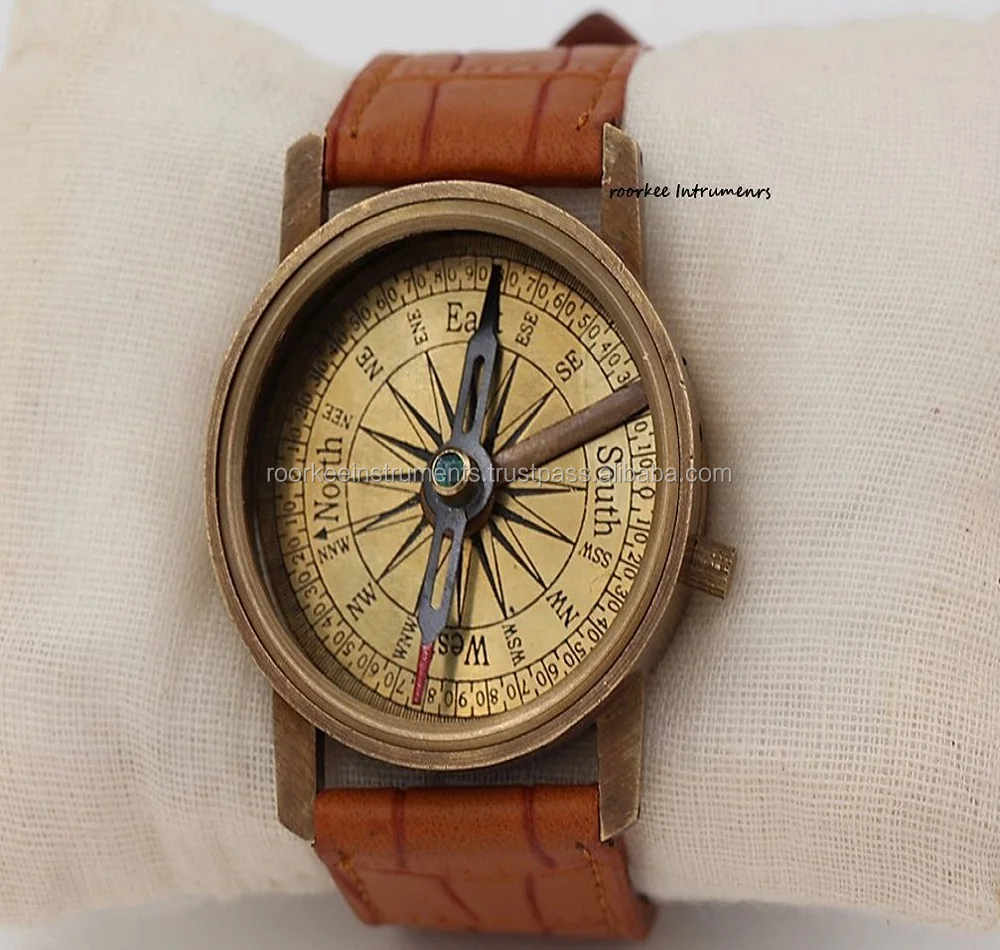 Антикварные латунные наручные часы с солнечными часами и компасом, подарок для мужчин с уверенной цитатой на ремешке