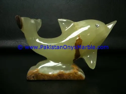 Onyx Green Marble Dolphin Figurine Carved Stone Sculpture of Animals for Home Decoration and Souvenir Use