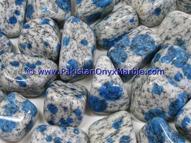 K2 Jasper Blue Azurite Granite Tumbled Stones Polished Mineral Gemstones in Grey CZ Rough Treatment