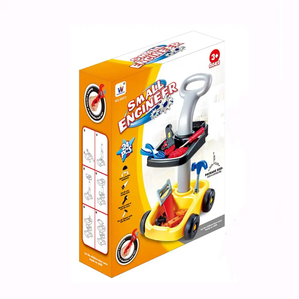 Wholesale high quality plastic hand push kids tool cart set toy
