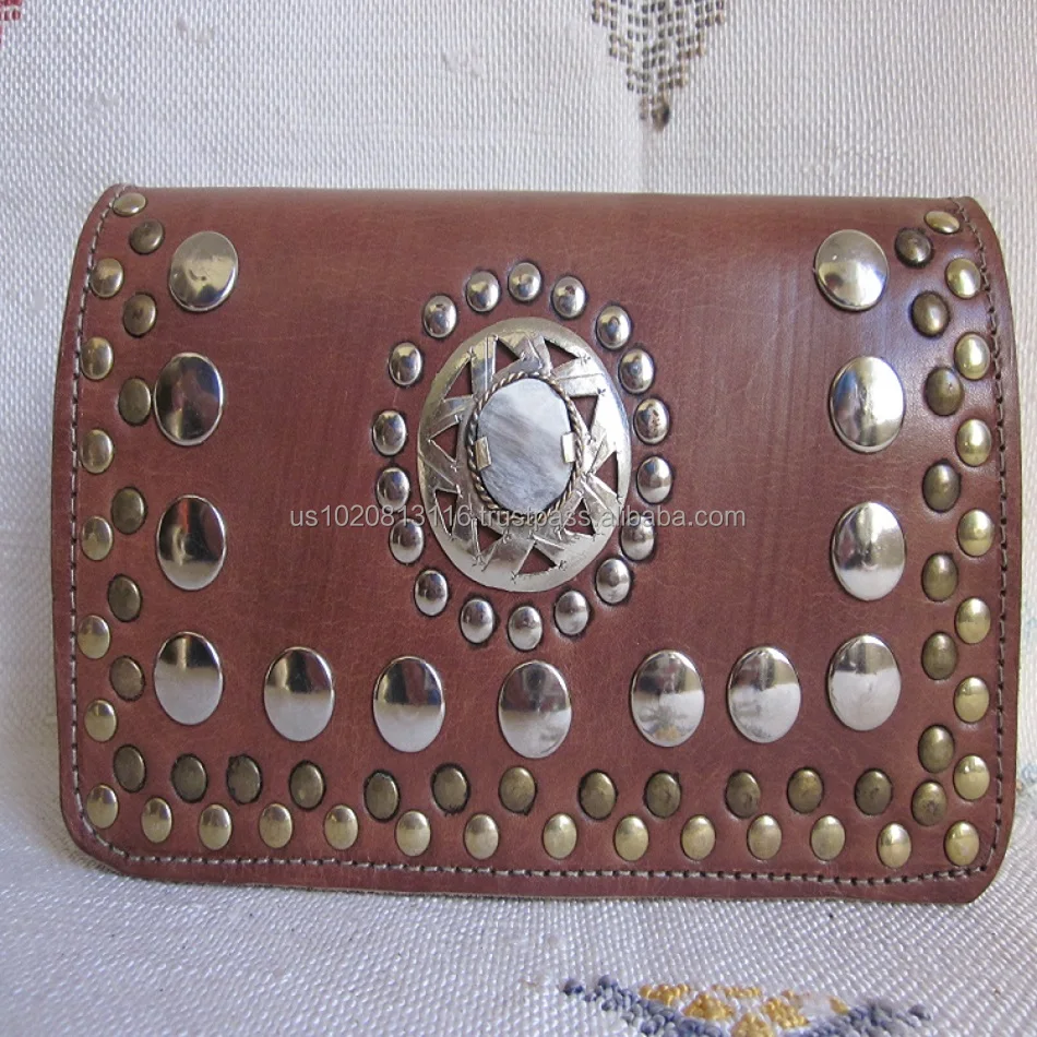 Высококачественная Марокканская коричневая кожаная сумка в стиле бохо