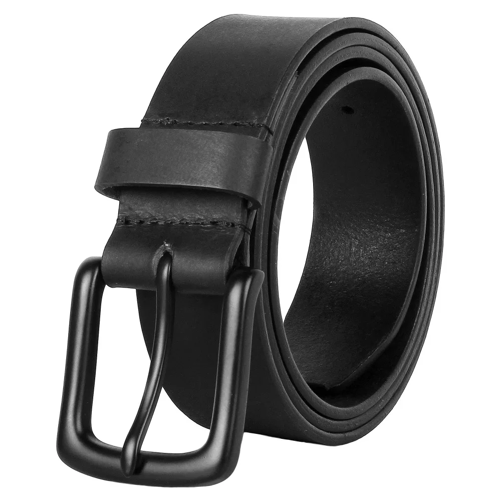 
40-44 inch Handmade Genuine Soft Leather Adjustable Belt Gift for Men Teen Boy Office College School Fashion Dress Black 