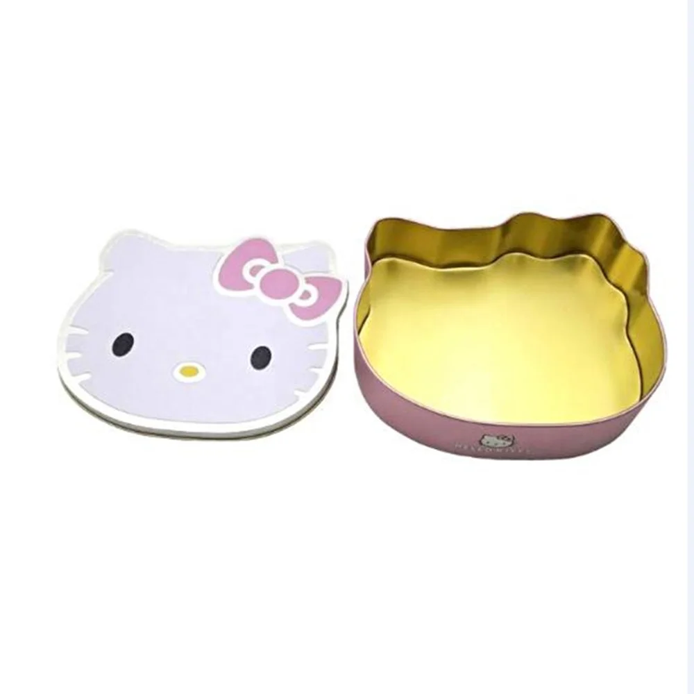 
Wholesales kitty cat head shape sweet candy tin box irregular shape metal tin container for christmas gifts packaging 