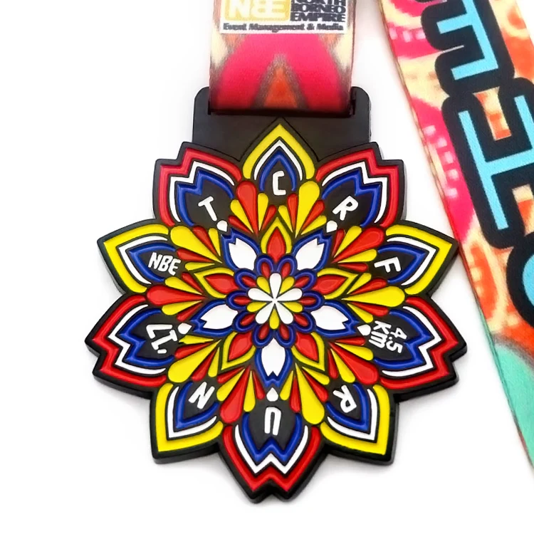 Custom design cheap meta black plating colorful soft enamel turf run sports medal