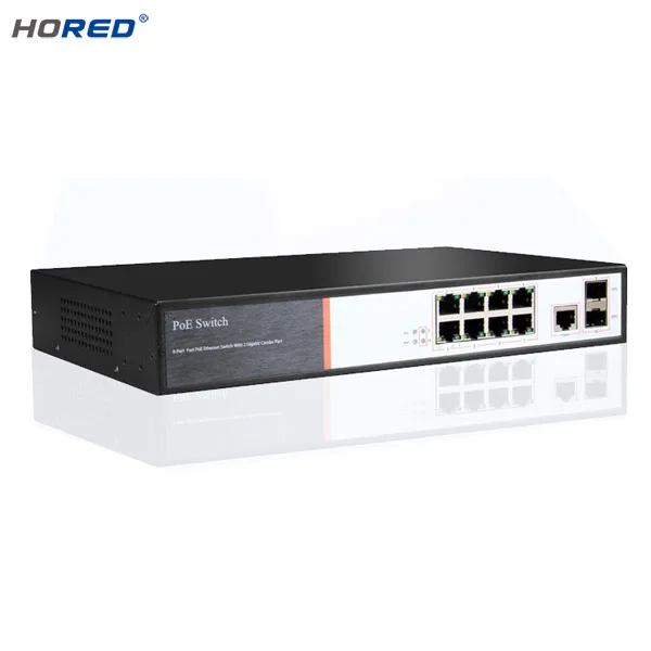 
Shenzhen factory layer 2 managed 1000Mbps 8 port PoE switch for ip camera 2 gigabit uplink SFP 
