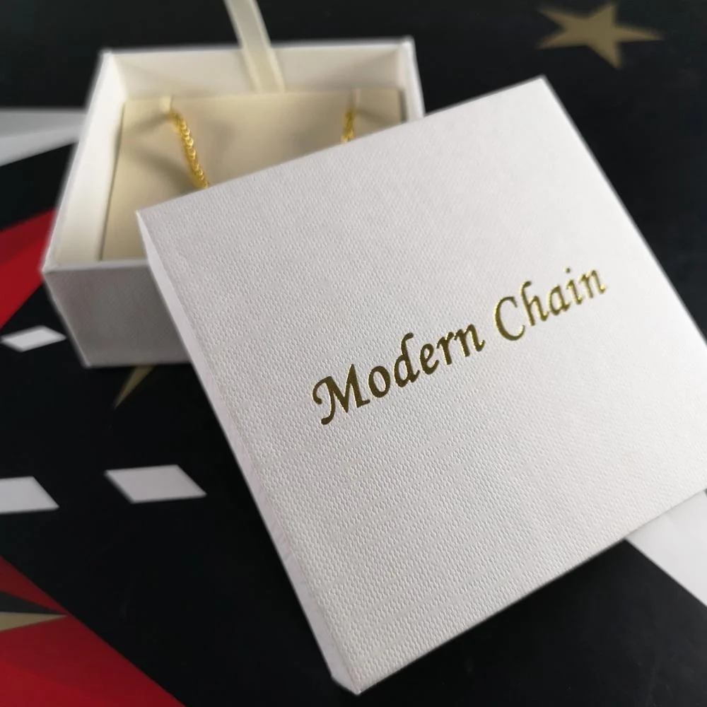 Black Custom Logo Foil Stamped Jewelry Rigid Box