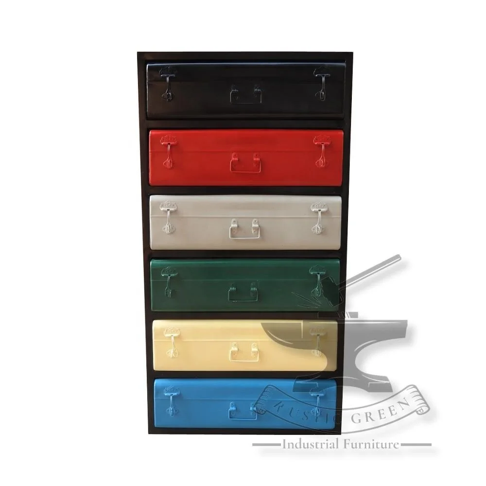 Industrial Vintage Metal Tall Chest of Drawer