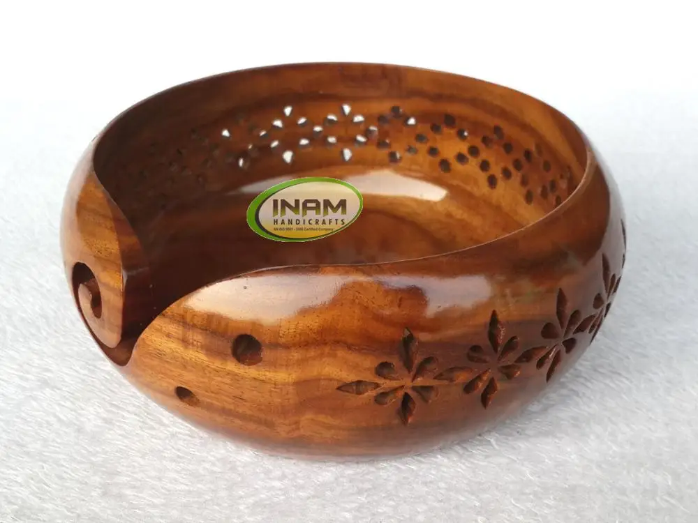 Best quality sheesham wood handmade wooden yarn storage bowl / Crochet accessories / hand carved
