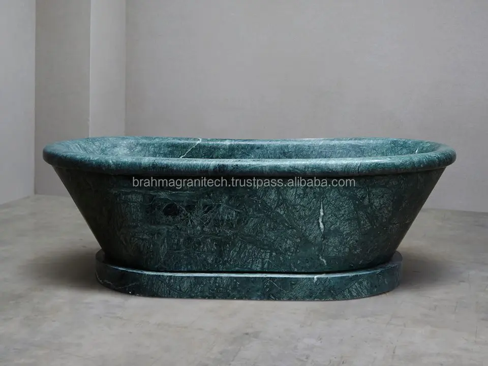 natural solid green marble stone bathtub