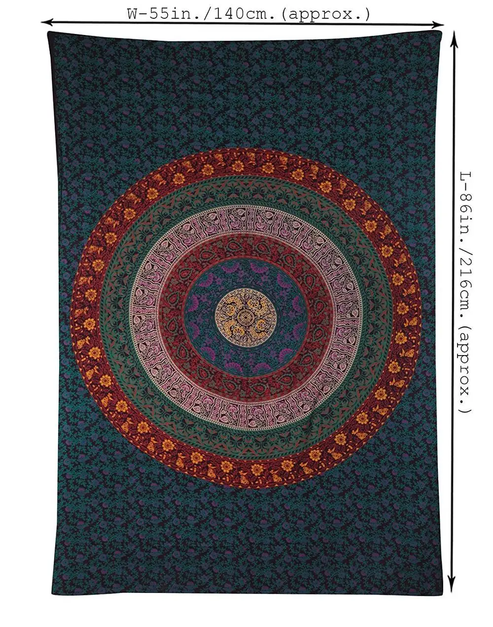 Twin Size 100% Cotton Fabric Mandala Wall Hanging Tapestry Sofa Cover Home Decorative Poster Handmade Printed Tapestry