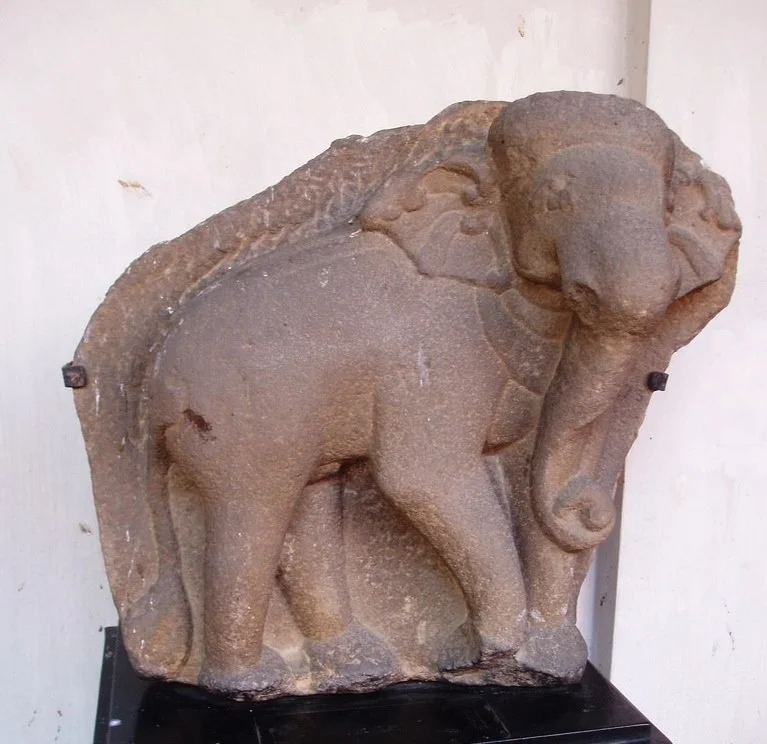 Под Старину с очаровательным индийский слон каменный рельеф DSF-CP032