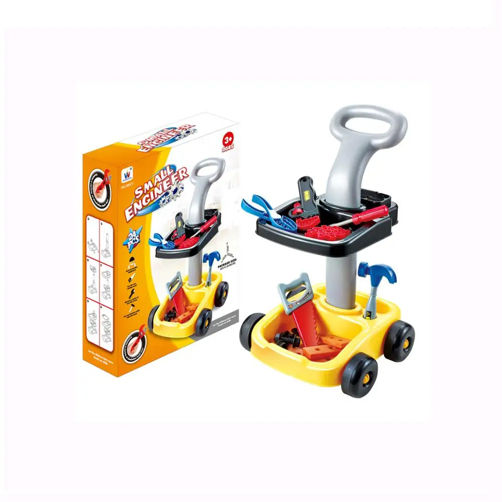 Wholesale high quality plastic hand push kids tool cart set toy