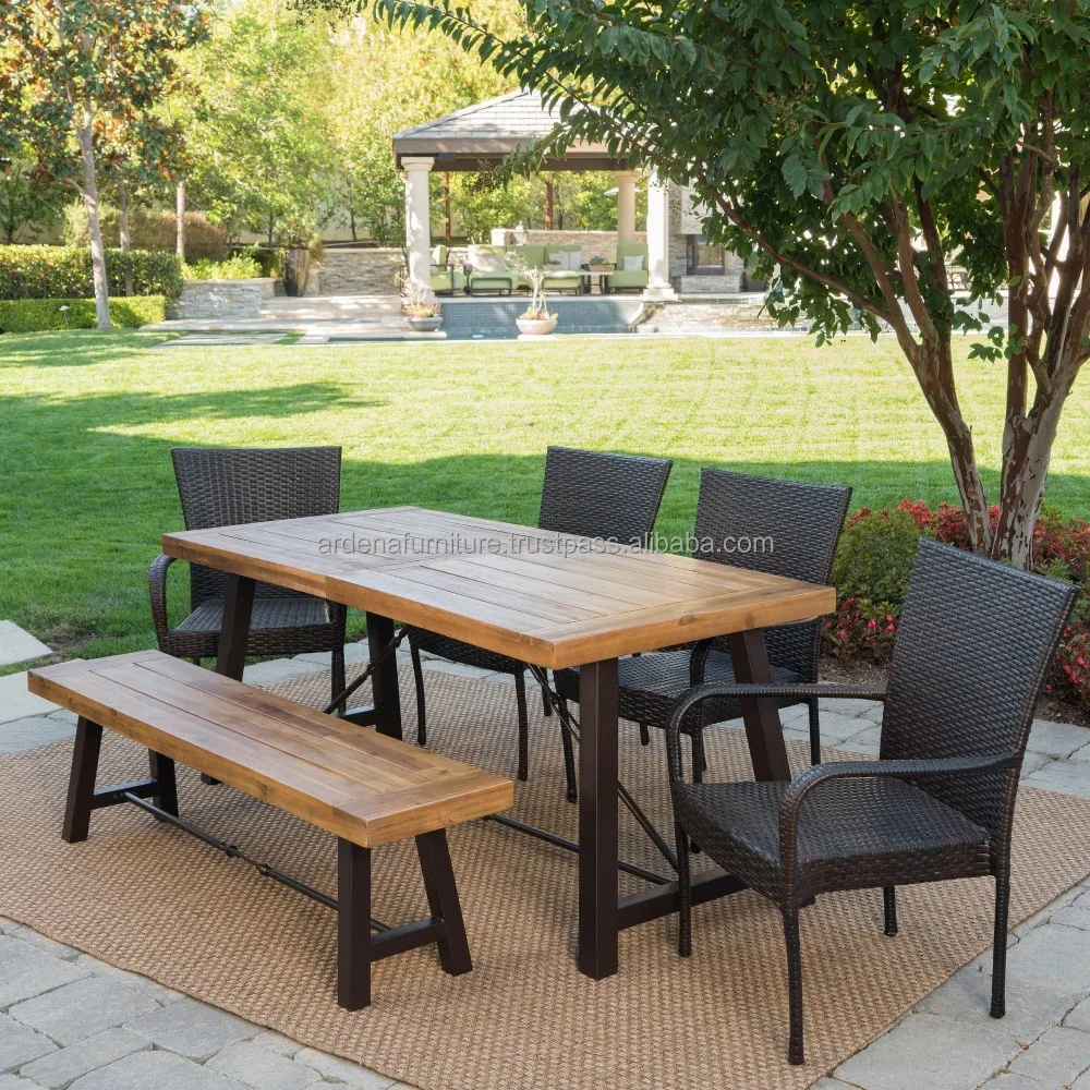 Famous Ardena patio rustic rattan leisure restaurant chair dining table set for restaurant or resort hotel pool