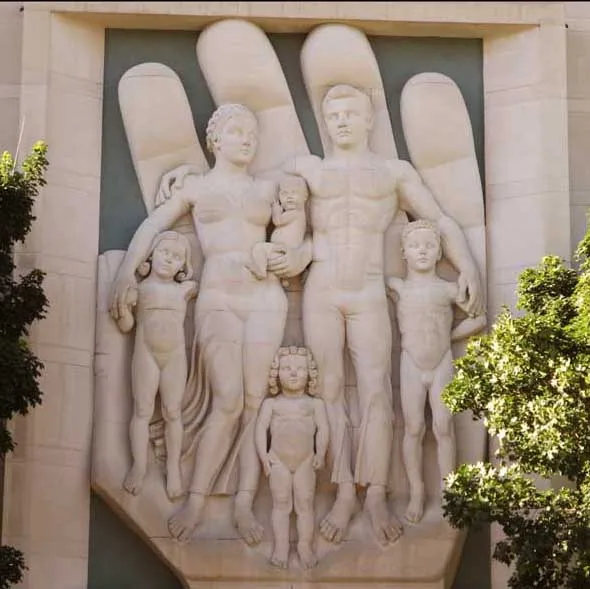 Modern Interior Decoration Limestone Carving Family Wall Relief Art Sculpture